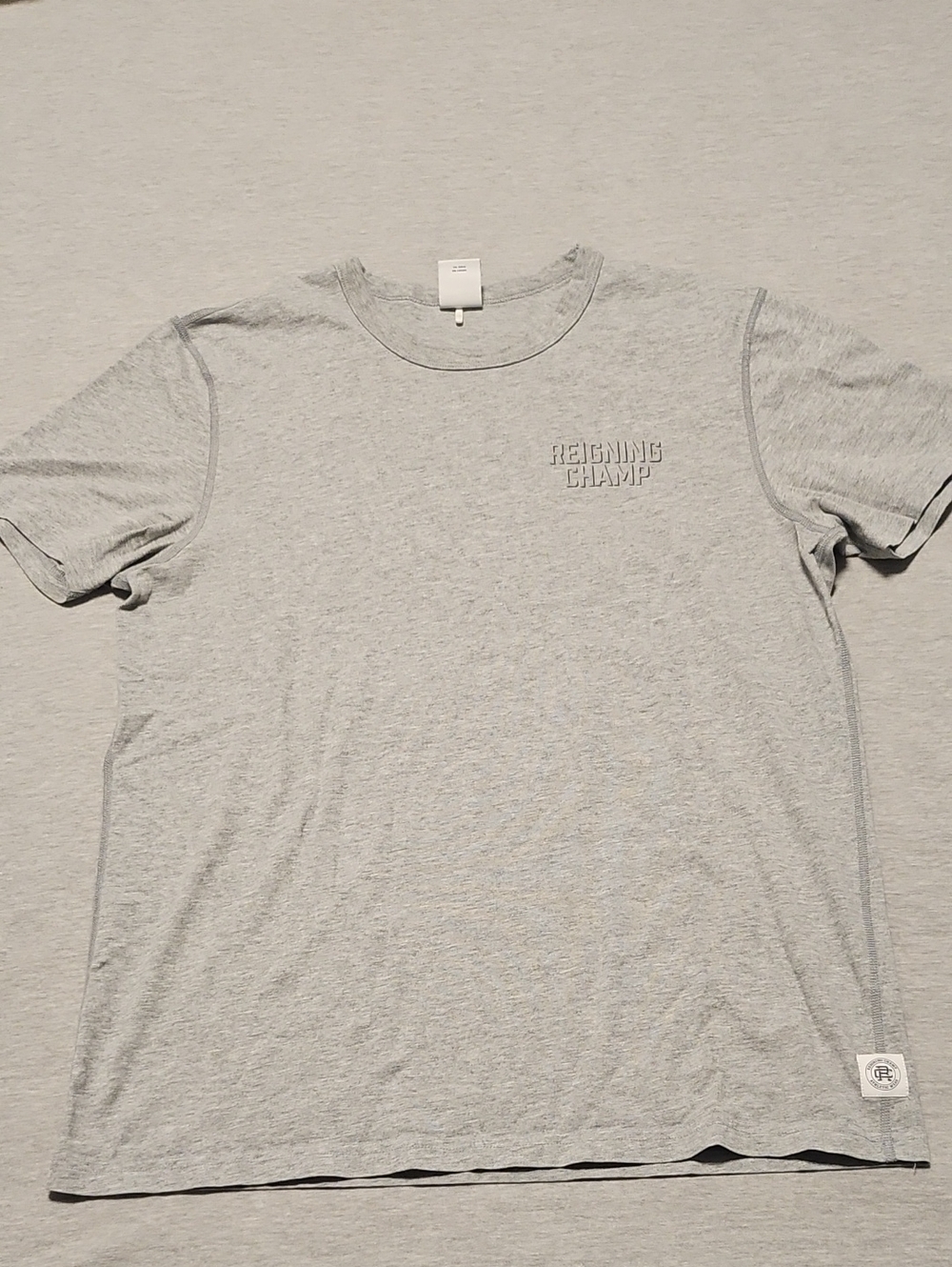 Reigning Champ Light Heather Gray Printed Logo Tee